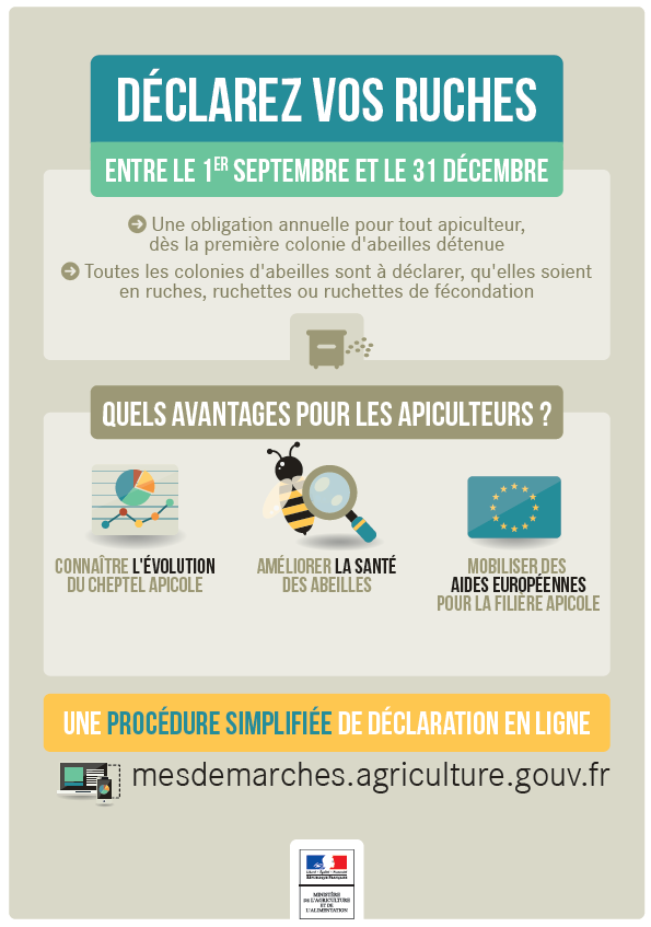 Affiche sur la déclaration des ruches 2016 © Ministère de l'Agriculture